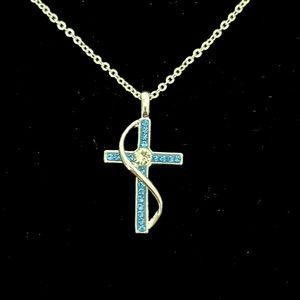NWT Silver Crystal Cross Necklace